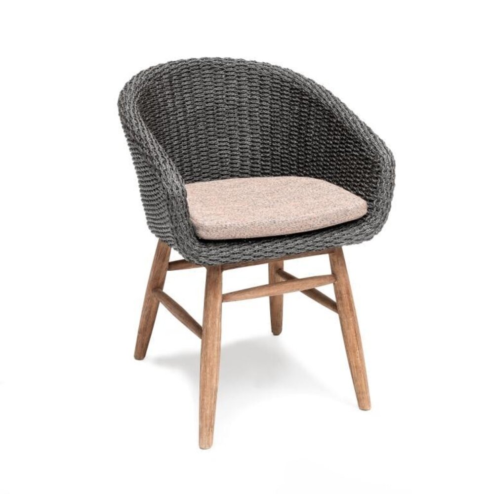 GOMMAIRE Outdoor | Organic Living Sillón Charly | Teca reciclada gris natural / Mimbre PE color espresso