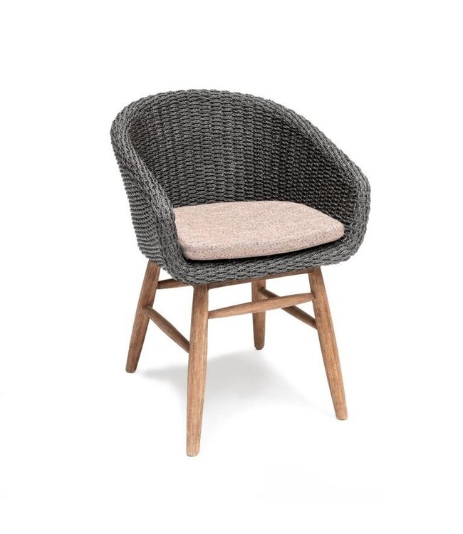 GOMMAIRE Outdoor Meubels | Organic Living Sillón Charly | Teca reciclada gris natural / Mimbre PE color espresso