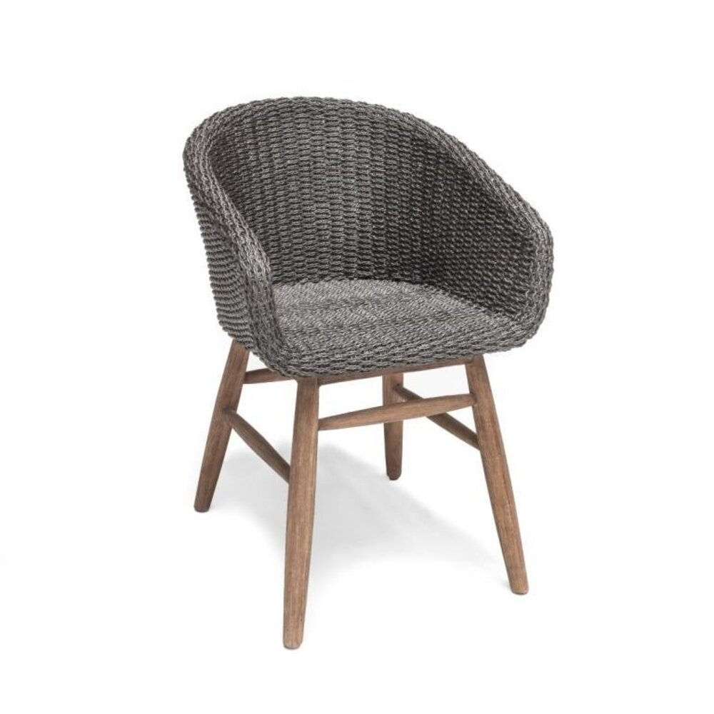 GOMMAIRE Outdoor | Organic Living Fauteuil Charly | Teck recyclé gris naturel / Osier PE expresso
