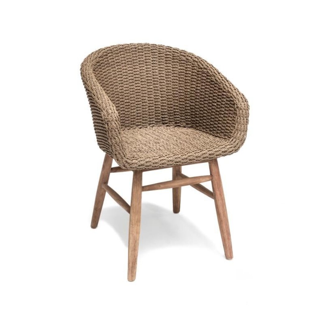 GOMMAIRE Outdoor | Organic Living Poltrona Charly | Teak riciclato grigio naturale / Vimini PE Antique Weed