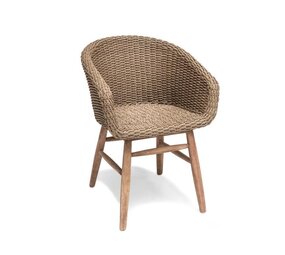 GOMMAIRE Outdoor | Organic Living Sessel Charly | Recyceltes Teakholz, Naturgrau / PE-Geflecht, Antikgrün