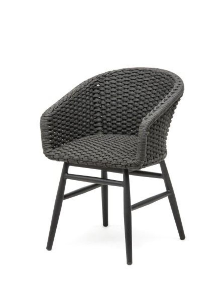 GOMMAIRE Outdoor | Organic Living Poltrona Charly | Struttura in alluminio nero opaco / Corda (Seduta interna in schiuma ad asciugatura rapida)