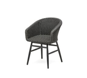 GOMMAIRE Outdoor | Organic Living Fauteuil Charly | Structure en aluminium noir mat / Corde (Assise en mousse à séchage rapide)