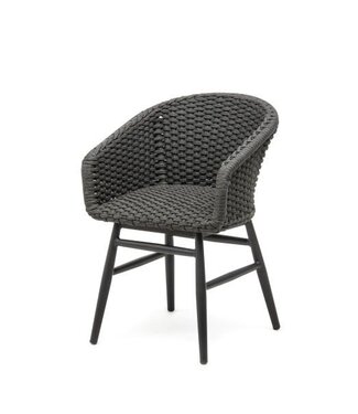 GOMMAIRE Outdoor Meubels | Organic Living Sessel Charly | Aluminiumrahmen, mattschwarz / Seil (Schnelltrocknender Schaumstoffsitz innen)