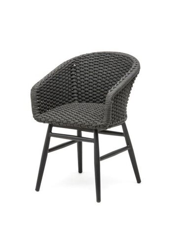 GOMMAIRE Outdoor | Organic Living Sillón Charly | Estructura de aluminio negro mate / Cuerda (asiento de espuma de secado rápido en el interior)