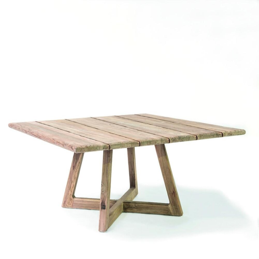 GOMMAIRE Outdoor | Organic Living Table carrée Dennis | Teck recyclé gris naturel