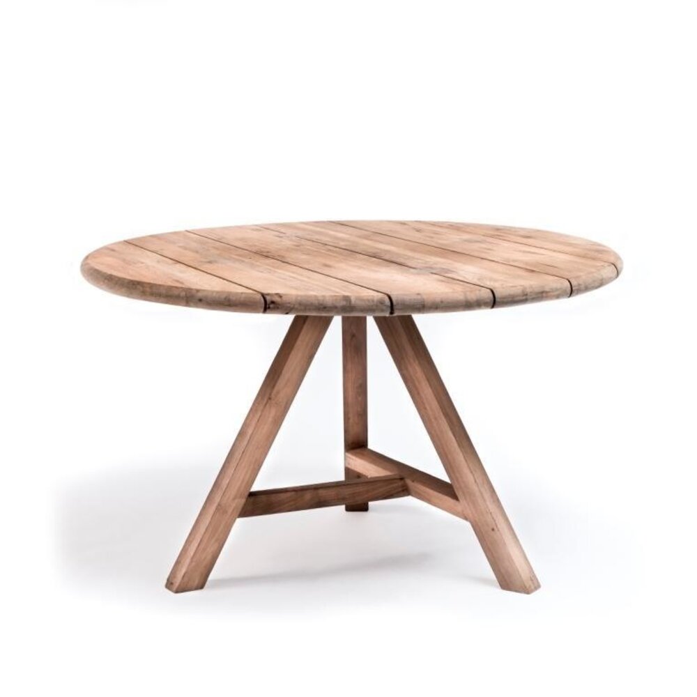 GOMMAIRE Outdoor | Organic Living Round Table Anton Small | Reclaimed Teak Natural Grey
