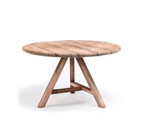GOMMAIRE Outdoor Meubels | Organic Living Runder Tisch Anton Small | Recyceltes Teakholz Naturgrau
