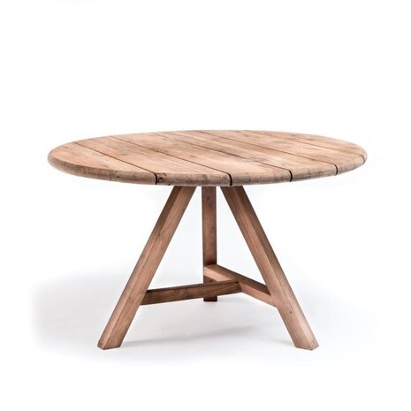 GOMMAIRE Outdoor | Organic Living Runder Tisch Anton Small | Recyceltes Teakholz Naturgrau