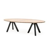 GOMMAIRE Outdoor Meubels | Organic Living Table Samuel | Reclaimed Teak Natural Grey & Aluminium Matte Black