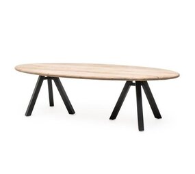 GOMMAIRE Outdoor Meubels | Organic Living Table Samuel | Reclaimed Teak Natural Grey & Aluminium Matte Black