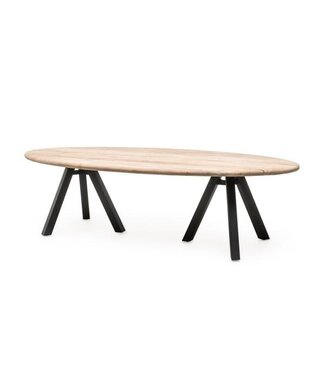 GOMMAIRE Outdoor Meubels | Organic Living Table Samuel | Reclaimed Teak Natural Grey & Aluminium Matte Black