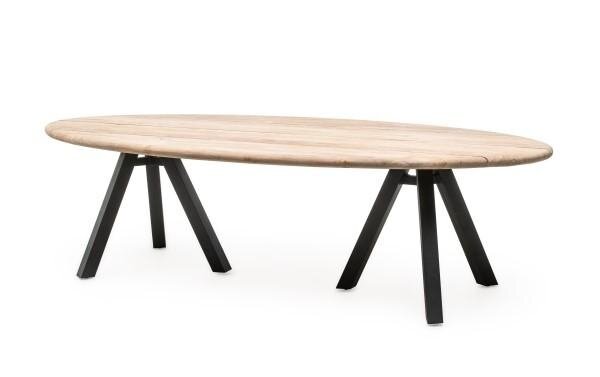 GOMMAIRE Outdoor | Organic Living TableSamuel | Teca reciclada gris natural y aluminio negro mate