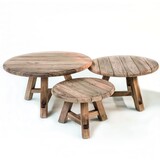 GOMMAIRE Outdoor Meubels | Organic Living Couchtisch Anton, 3er-Set | Recyceltes Teakholz, Naturgrau