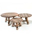 GOMMAIRE Outdoor Meubels | Organic Living Mesa de centro Anton, juego de 3 | Teca reciclada, gris natural