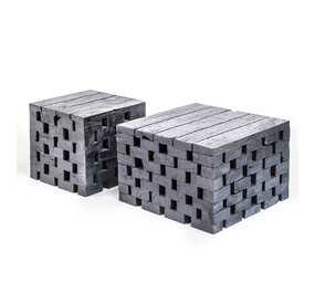 GOMMAIRE Outdoor | Organic Living Couchtisch Puzzle Groß | Recyceltes Teakholz Schwarz
