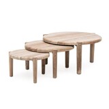 GOMMAIRE Outdoor Meubels | Organic Living Couchtisch-Set (3-teilig) | Recyceltes Teakholz, Naturgrau
