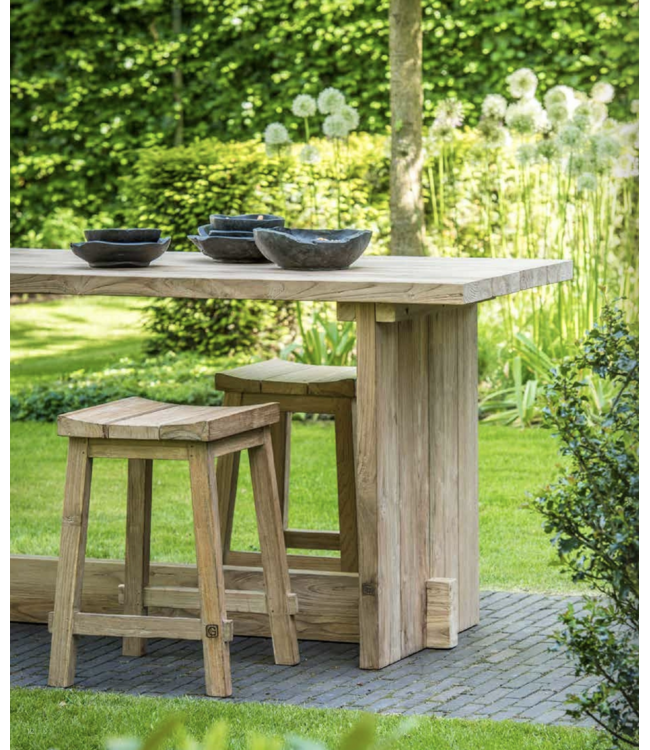 GOMMAIRE Outdoor Meubels | Organic Living Bar Table Alexi Large | Reclaimed Teak Natural Grey