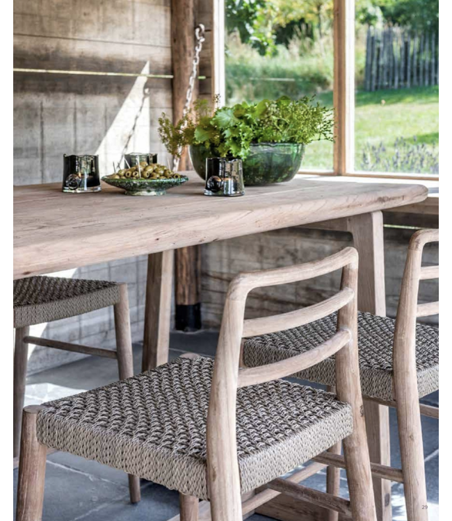 GOMMAIRE Outdoor Meubels | Organic Living Bar Chair Jared | Teak Natural Gray / PE Wicker Antique Weed