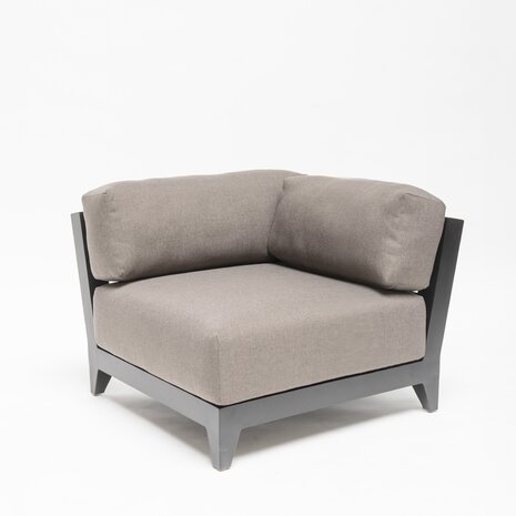 GOMMAIRE Outdoor | Organic Living Angle droit Mia | Aluminium noir mat + Coussin
