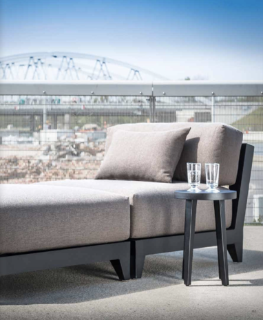 GOMMAIRE Outdoor | Organic Living Ottoman Mia | Aluminum Matte Black + Cushion