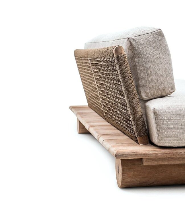GOMMAIRE Outdoor Meubels | Organic Living Bordure de canapé | Teck gris naturel et résine tressée PE Antique Weed