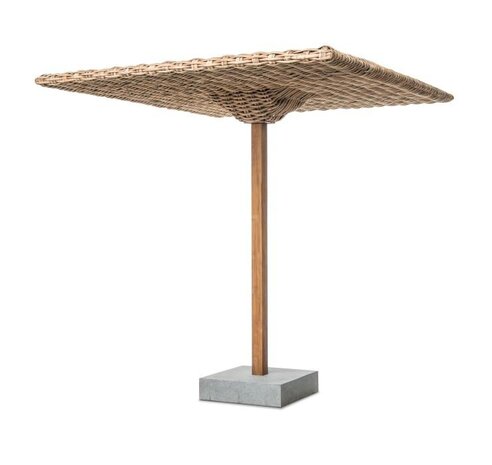 Gommaire Parasol Yasmin | CL PE Wicker Natural / Teak & Concrete Gommaire Parasol Yasmin | CL PE Wicker Natural / Teak & Concrete
