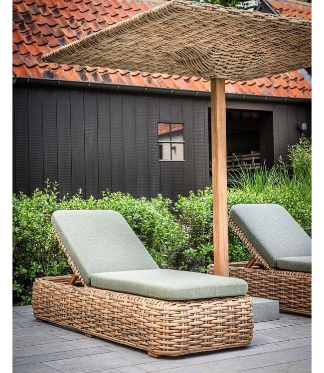 GOMMAIRE Outdoor Meubels | Organic Living Sonnenschirm Yasmin | CL PE Rattan Natur / Teak & Beton
