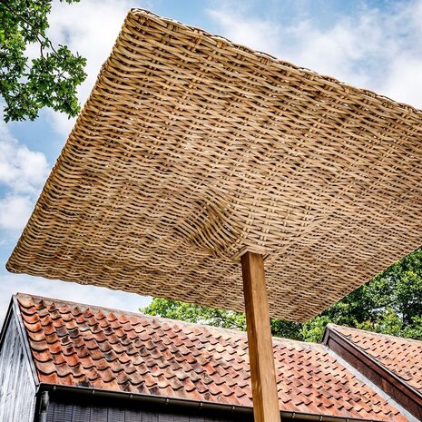 GOMMAIRE Outdoor | Organic Living Sonnenschirm Yasmin | CL PE Rattan Natur / Teak & Beton