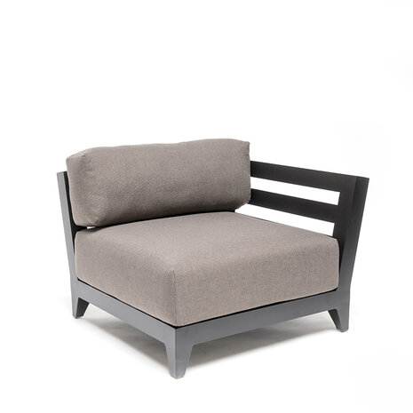 GOMMAIRE Outdoor | Organic Living Coin gauche Mia | Aluminium noir mat + Coussin