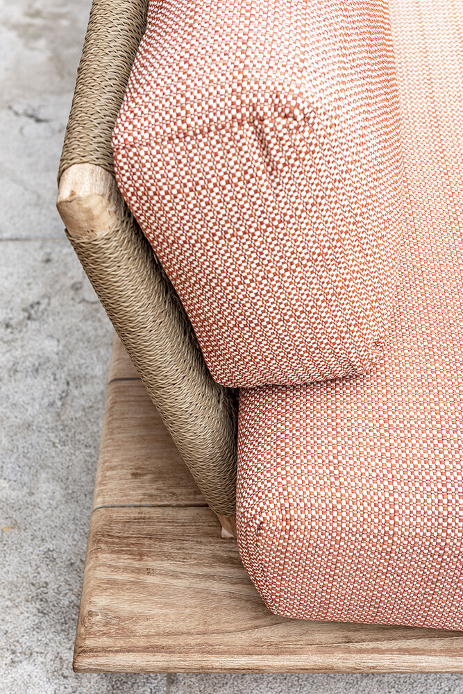 GOMMAIRE Outdoor | Organic Living Sofakant | Teak Naturgrå og PE-flettet antikk marihuana