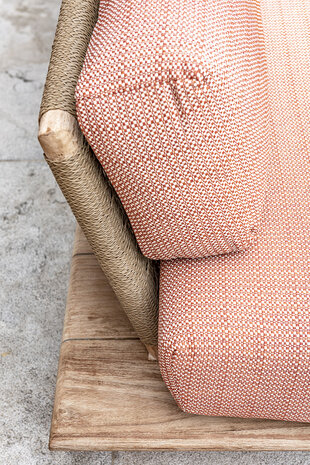 GOMMAIRE Outdoor | Organic Living Sofakante | Teakholz Naturgrau & PE-Geflecht Antikgrün