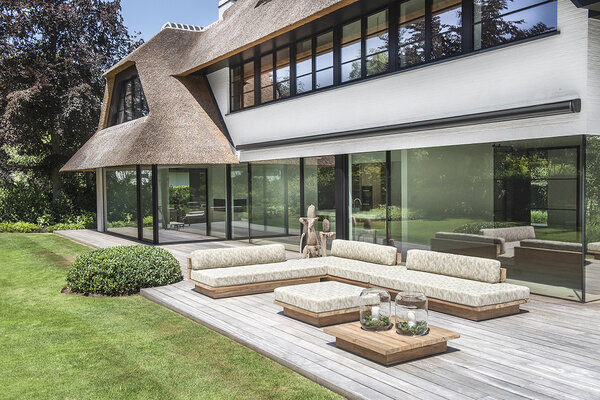 GOMMAIRE Outdoor | Organic Living Otomana Magnus | Teca gris natural