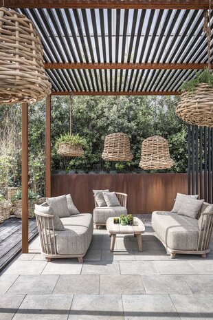 GOMMAIRE Outdoor | Organic Living Divano Carol a 2 posti | Teak grigio naturale