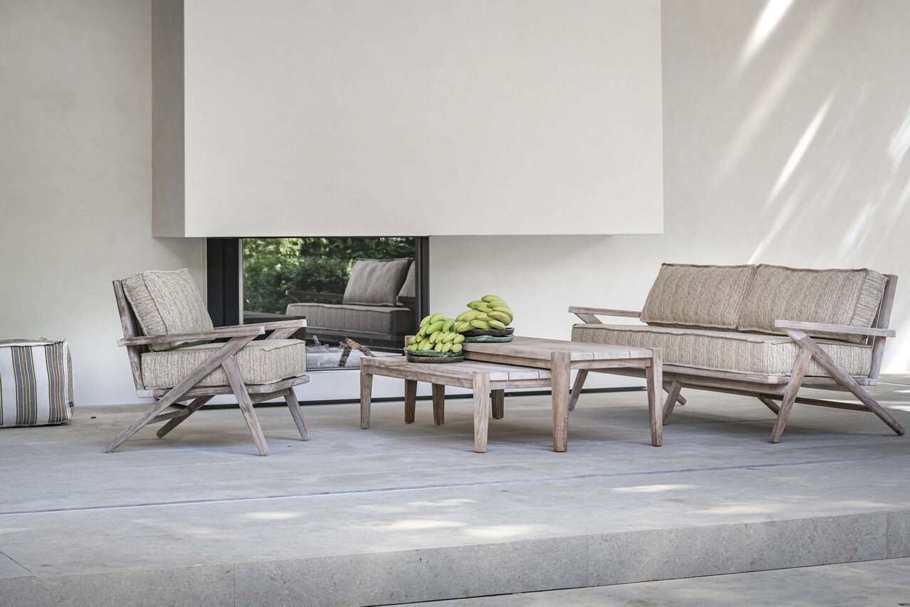 GOMMAIRE Outdoor | Organic Living 2,5-Sitzer Alabama | Teakholz Naturgrau
