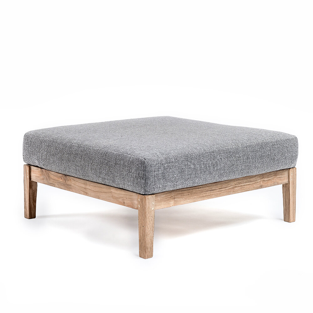 GOMMAIRE Outdoor | Organic Living Ottomane Kopenhagen | Teakholz Naturgrau