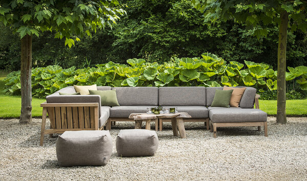 GOMMAIRE Outdoor | Organic Living Otomana Copenhague | Teca gris natural