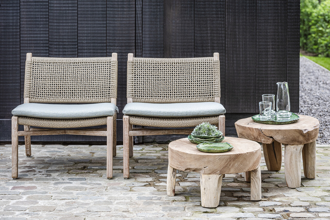 GOMMAIRE Outdoor | Organic Living Mesa baja Samba grande | Raíz de teca gris natural
