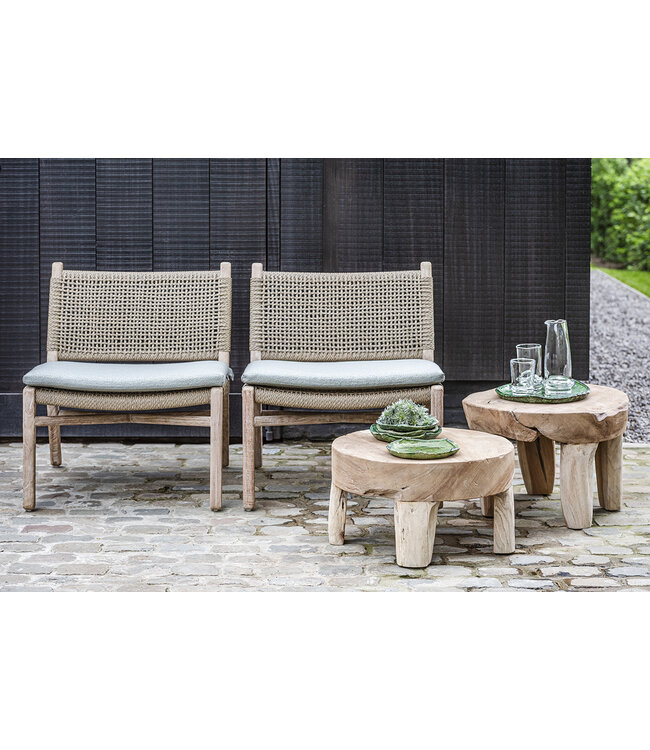 GOMMAIRE Outdoor Meubels | Organic Living Mesa baja Samba pequeña | Raíz de teca gris natural