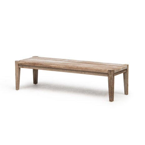 GOMMAIRE Outdoor | Organic Living Rechteckiger Couchtisch, klein | Recyceltes Teakholz, Naturgrau