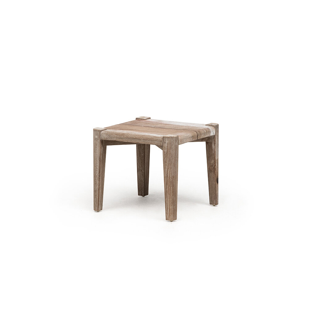 GOMMAIRE Outdoor | Organic Living Square Coffee Table Floor Small | Reclaimed Teak Natural Grey