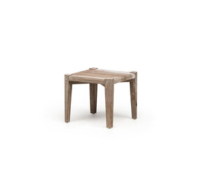GOMMAIRE Outdoor Meubels | Organic Living Mesa de centro cuadrada pequeña | Madera de teca reciclada, color gris natural