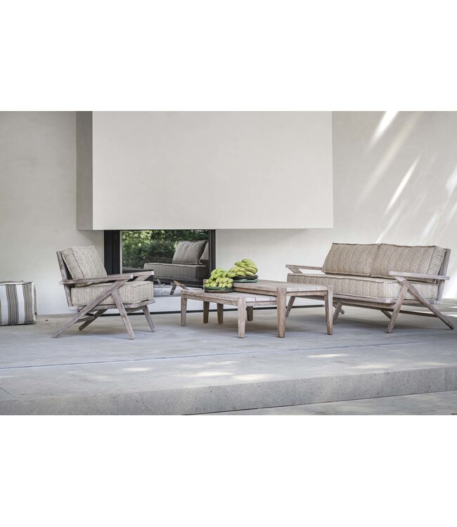 GOMMAIRE Outdoor Meubels | Organic Living Table basse rectangulaire de sol, petite taille | Teck recyclé gris naturel