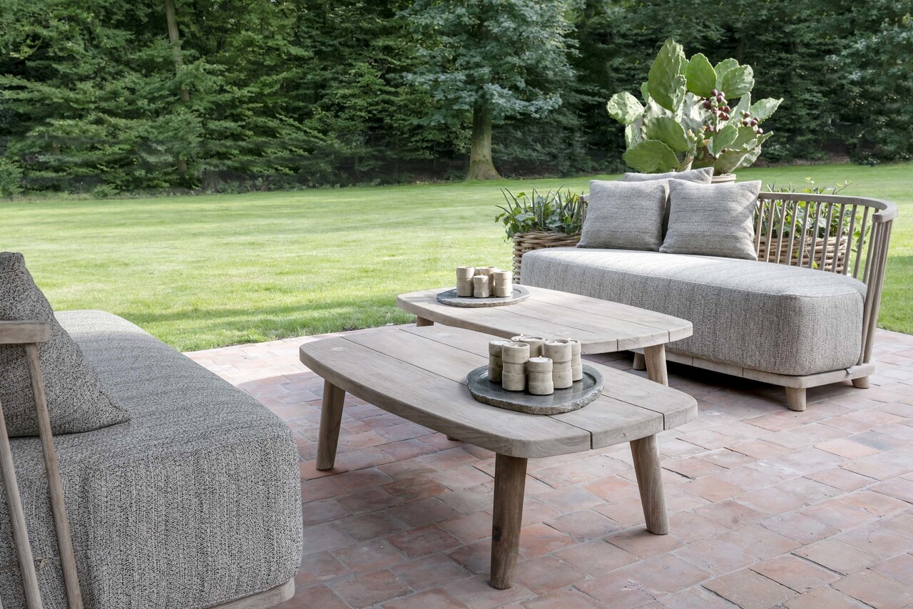 GOMMAIRE Outdoor | Organic Living Mesa de centro Carol | Teca reciclada gris natural