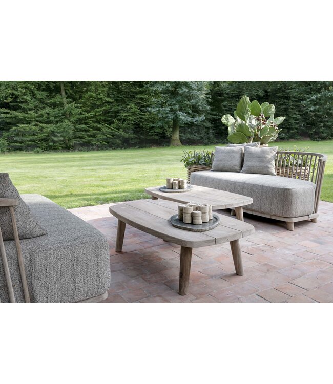 GOMMAIRE Outdoor Meubels | Organic Living Couchtisch Carol | Recyceltes Teakholz, Naturgrau