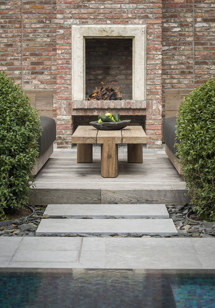 GOMMAIRE Outdoor | Organic Living Mesa de centro Dovetail | Teca reciclada gris natural