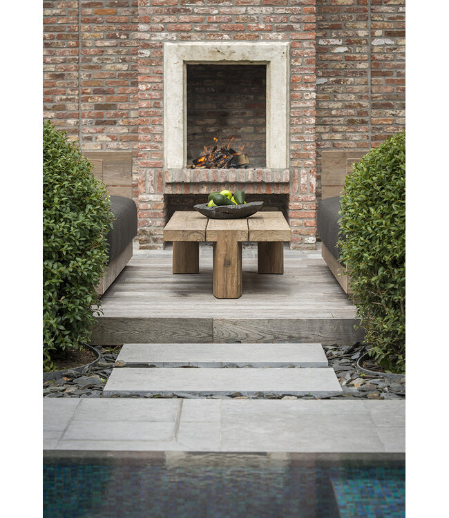 GOMMAIRE Outdoor Meubels | Organic Living Table basse à queue d'aronde | Teck recyclé gris naturel