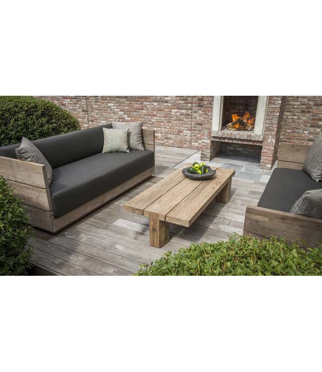 GOMMAIRE Outdoor Meubels | Organic Living Table basse à queue d'aronde | Teck recyclé gris naturel