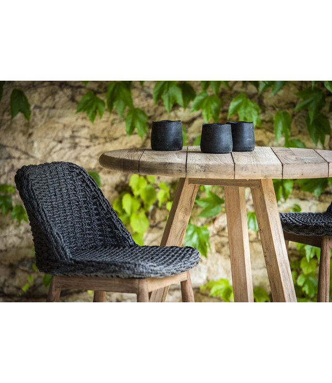 GOMMAIRE Outdoor Meubels | Organic Living Table de bar ronde Anton | Teck recyclé gris naturel