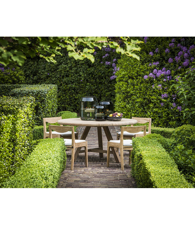 GOMMAIRE Outdoor Meubels | Organic Living Runder Tisch Anton Groß | Recyceltes Teakholz Naturgrau